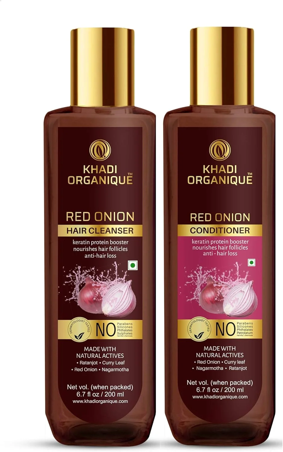 شامپو پیاز قرمز ارگانیک و نرم کننده مو خادی، ترکیبی برای رشد طبیعی مو، کنترل ریزش مو و شوره سر | تقویت و نرم کردن مو با ظاهری ابریشمی و درخشان | فاقد SLS و پارابن - بسته