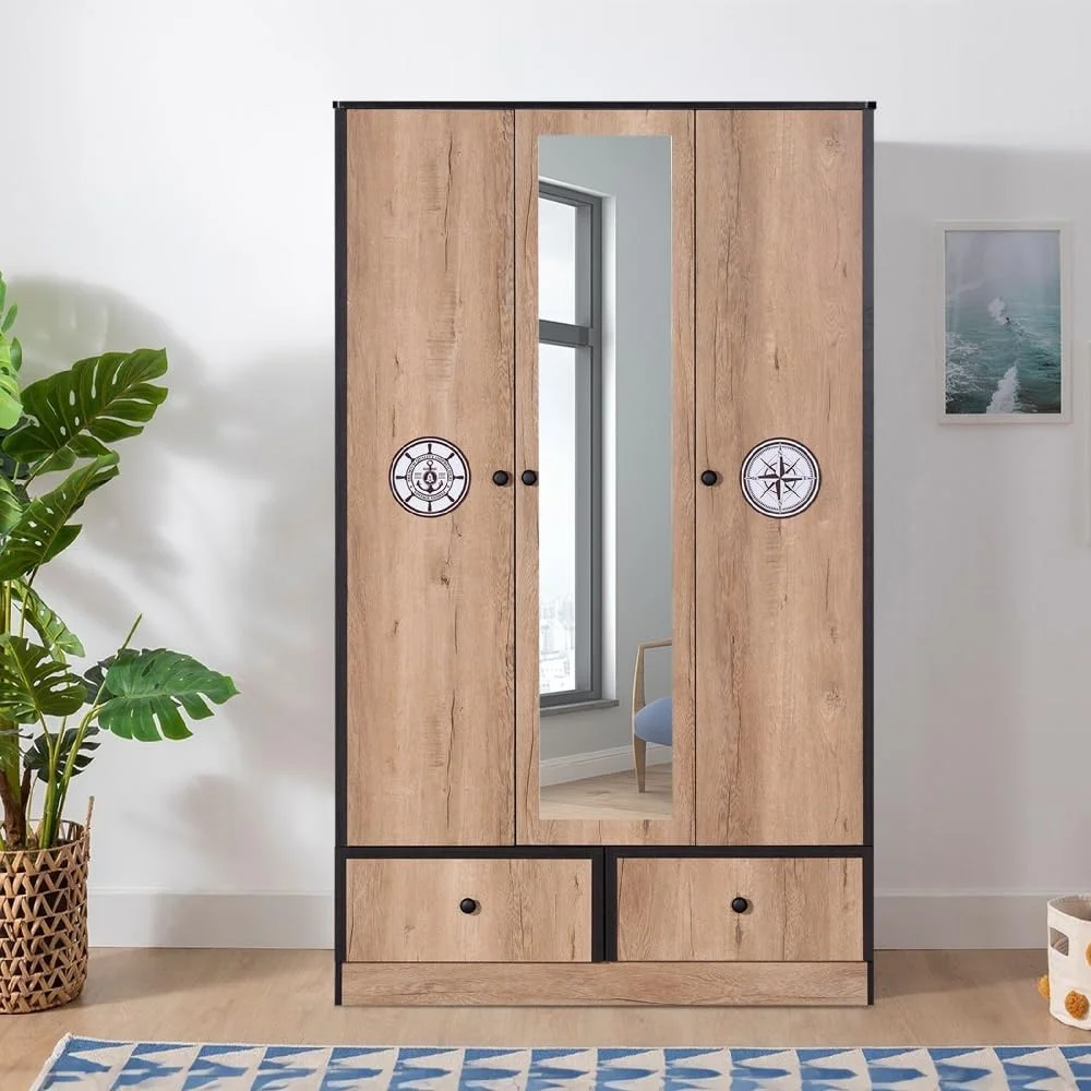 کمد لباس سه درب Home Box Crew با 2 کشو و آینه