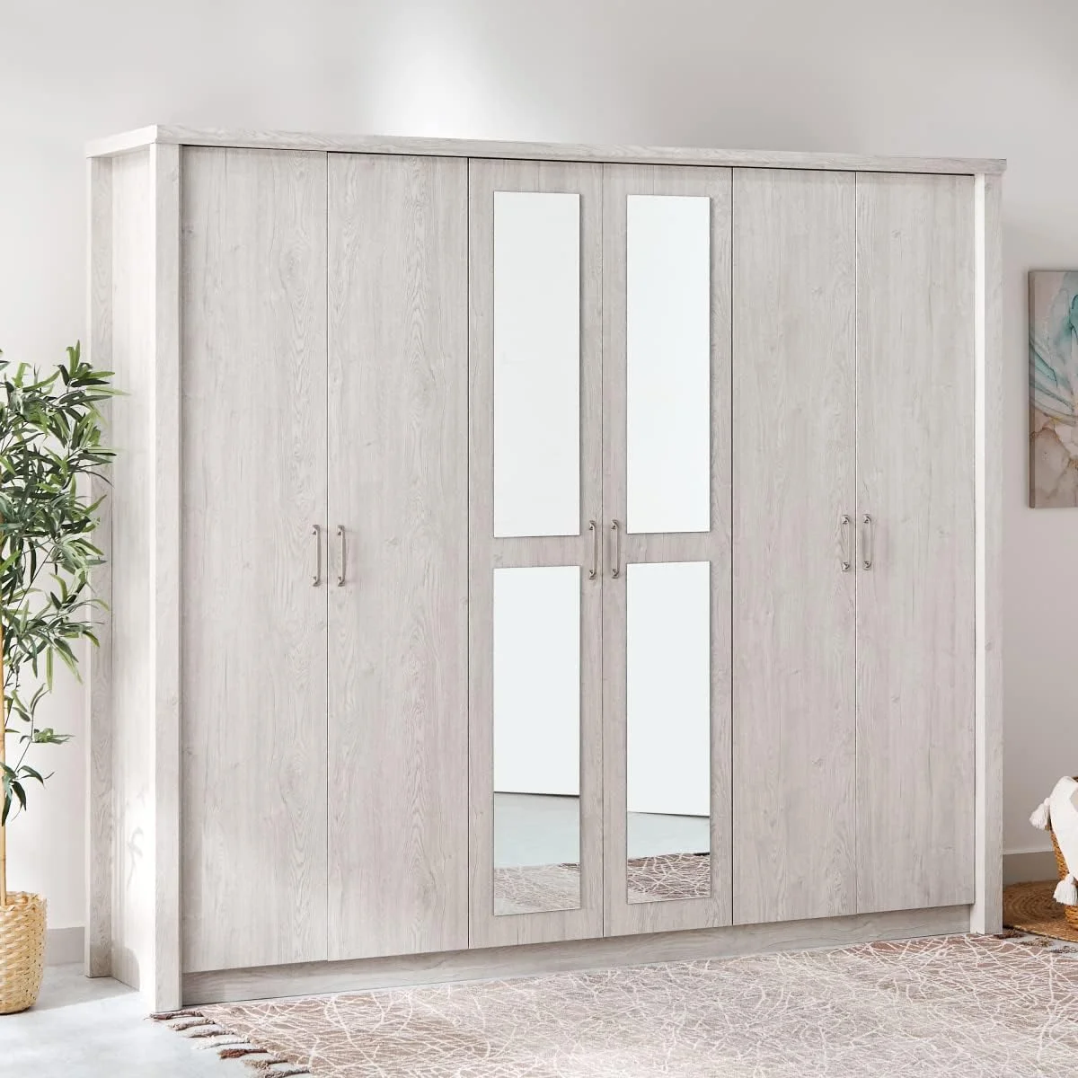 کمد لباس 6 درب آئورلیا هوم باکس با آینه 55 x 208 x 240 سانتی متر خاکستری