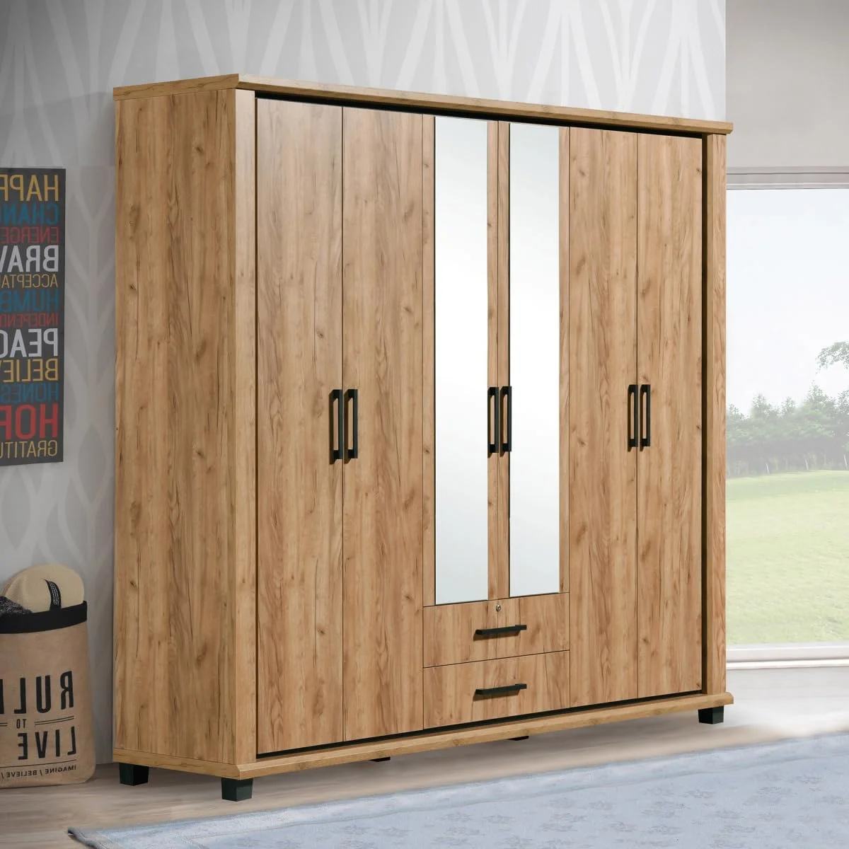 کمد لباس 6 درب 2 کشو HomeBox Belfort با 2 آینه و قفل