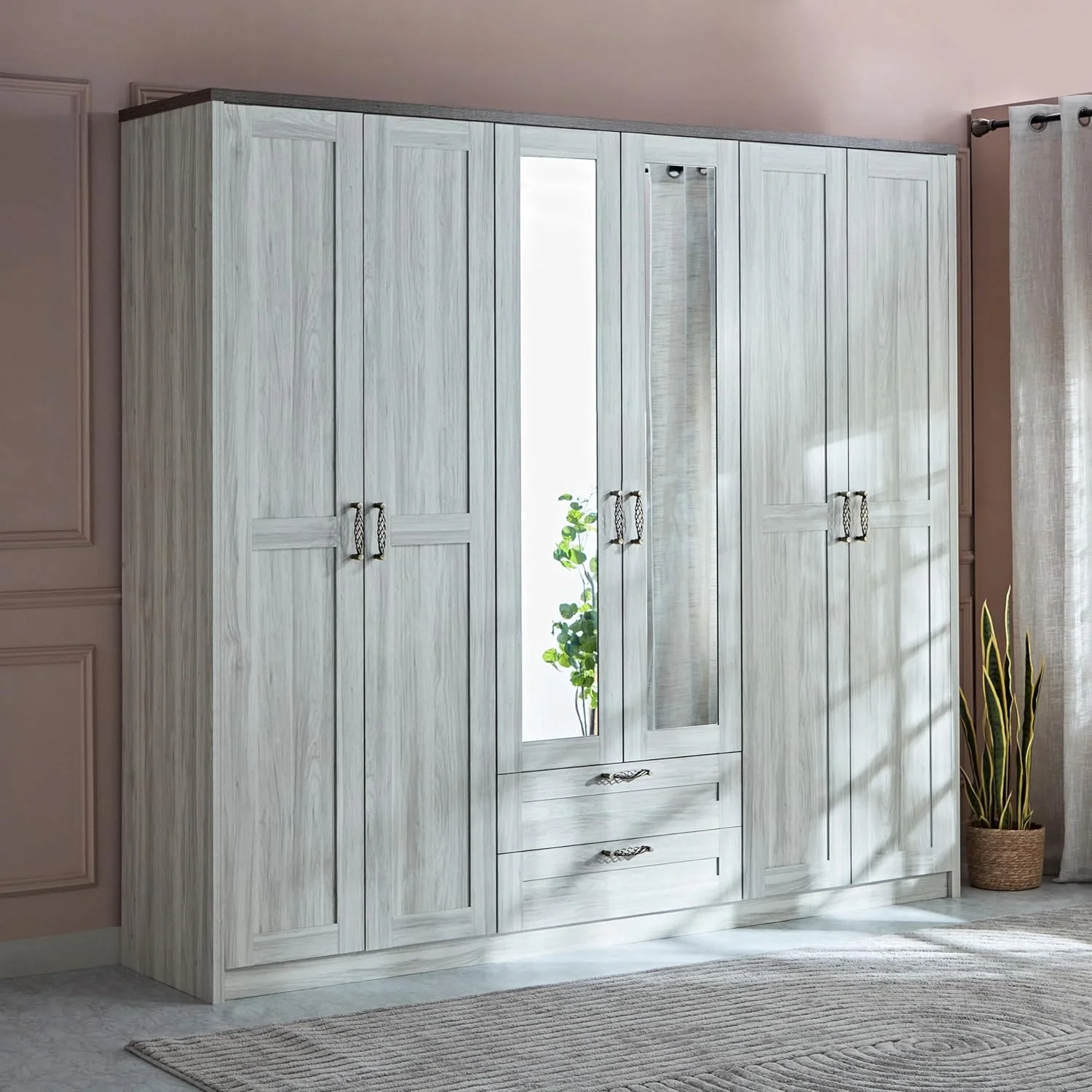 کمد لباس 6 درب HomeBox مدل Angelic به همراه 2 کشو کمد لباس 6 درب HomeBox مدل Angelic به همراه 2 کشو