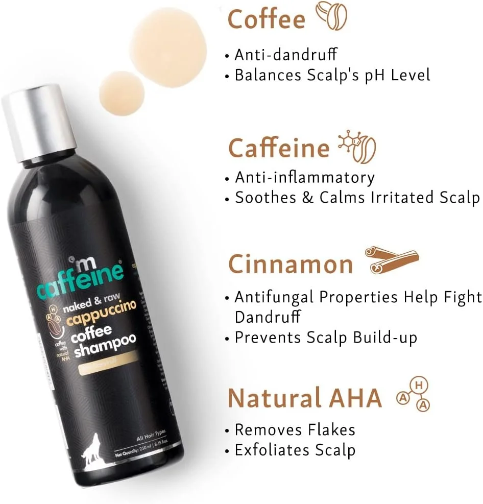 شامپو ضد شوره سر mCaffeine برای زنان و مردان | شامپو برای پوست سر خشک و شوره سر | حاوی قهوه، AHA طبیعی و دارچین | فاقد SLS و پارابن - 250 میلی لیتر شامپو ضد شوره سر mCaffeine برای زنان و مردان | شامپو برای پوست سر خشک و شوره سر | حاوی قهوه، AHA طبیعی و دارچین | فاقد SLS و پارابن - 250 میلی لیتر