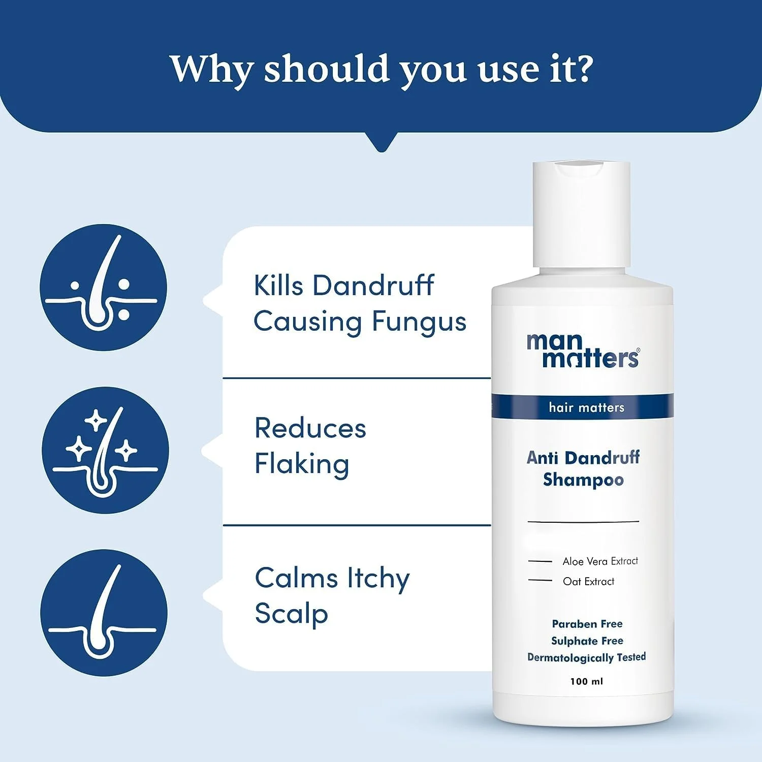 شامپو ضد شوره سر من مَتِرز | pH متعادل 5.5 | کاهش 3 برابر سریعتر در پوسته ریزی، خارش و خشکی پوست سر | آلوئه ورا و عصاره جو دوسر | تست شده توسط متخصصین پوست | 100 میلی لیتر شامپو ضد شوره سر من مَتِرز | pH متعادل 5.5 | کاهش 3 برابر سریعتر در پوسته ریزی، خارش و خشکی پوست سر | آلوئه ورا و عصاره جو دوسر | تست شده توسط متخصصین پوست | 100 میلی لیتر