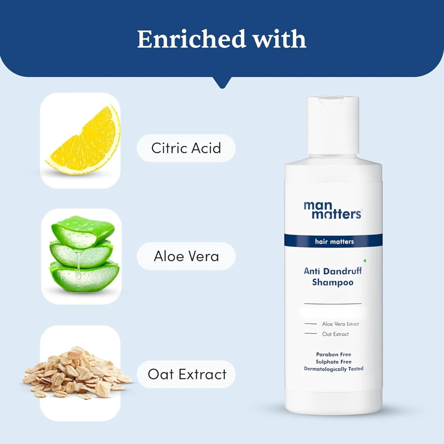 شامپو ضد شوره سر من مَتِرز | pH متعادل 5.5 | کاهش 3 برابر سریعتر در پوسته ریزی، خارش و خشکی پوست سر | آلوئه ورا و عصاره جو دوسر | تست شده توسط متخصصین پوست | 100 میلی لیتر شامپو ضد شوره سر من مَتِرز | pH متعادل 5.5 | کاهش 3 برابر سریعتر در پوسته ریزی، خارش و خشکی پوست سر | آلوئه ورا و عصاره جو دوسر | تست شده توسط متخصصین پوست | 100 میلی لیتر