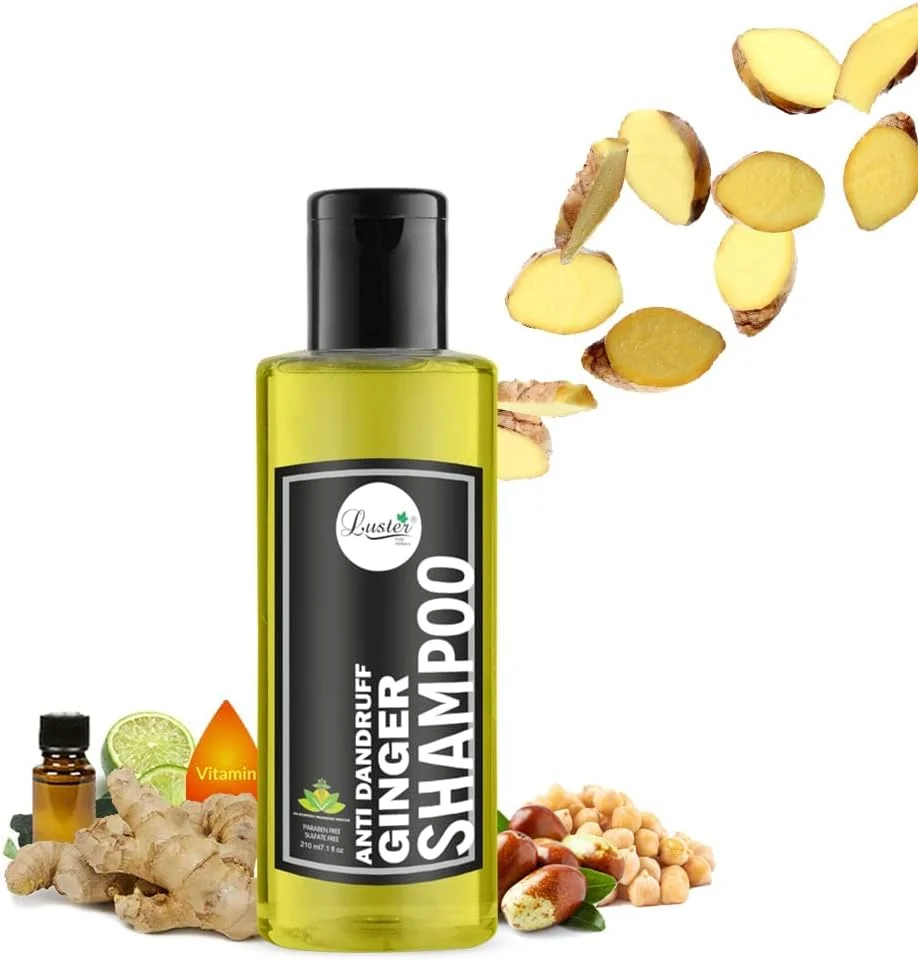 شامپو زنجبیل درخشان (ضد شوره) | غنی شده با عصاره های زنجبیل خالص | درمان کنترل شوره سر و ریزش مو | شامپو برای زنان و مردان (بدون پارابن و سولفات) - 210 میلی لیتر
