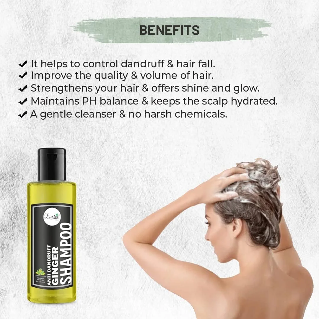 شامپو زنجبیل درخشان (ضد شوره) | غنی شده با عصاره های زنجبیل خالص | درمان کنترل شوره سر و ریزش مو | شامپو برای زنان و مردان (بدون پارابن و سولفات) - 210 میلی لیتر شامپو زنجبیل درخشان (ضد شوره) | غنی شده با عصاره های زنجبیل خالص | درمان کنترل شوره سر و ریزش مو | شامپو برای زنان و مردان (بدون پارابن و سولفات) - 210 میلی لیتر