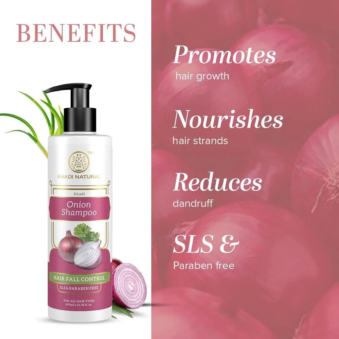 شامپو/پاک کننده پیاز طبیعی Khadi | بدون SLS و پارابن | فرمول مغذی پوست سر | کنترل شوره سر و ریزش مو | بدون پارابن | مناسب برای انواع مو | 650 میلی لیتر شامپو/پاک کننده پیاز طبیعی Khadi | بدون SLS و پارابن | فرمول مغذی پوست سر | کنترل شوره سر و ریزش مو | بدون پارابن | مناسب برای انواع مو | 650 میلی لیتر
