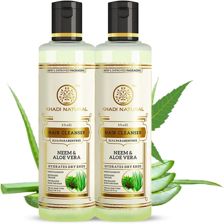 شوینده/شامپو گیاهی نِیم و آلوئه ورا Khadi Natural، بدون SLS و پارابن (بسته 2 عددی) شوینده/شامپو گیاهی نِیم و آلوئه ورا Khadi Natural، بدون SLS و پارابن (بسته 2 عددی)