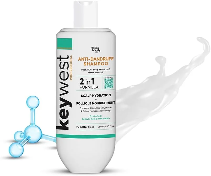 شامپو ضد شوره حرفه ای کی وست 250 میلی لیتر مناسب انواع موی زنانه و مردانه | جلوگیری از بازگشت شوره سر و خشکی پوست سر | کنترل پوسته ریزی و خارش