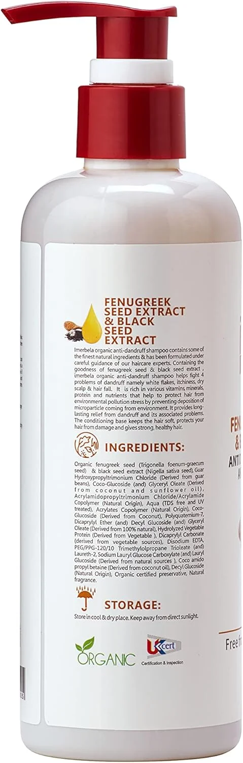 شامپو ضد شوره و ضد آلودگی ارگانیک ایمربلا برای کنترل ریزش مو و مراقبت از مو | شامپو مراقبت از مو | پاک کننده مو - 300 میلی لیتر (شنبلیله) شامپو ضد شوره و ضد آلودگی ارگانیک ایمربلا برای کنترل ریزش مو و مراقبت از مو | شامپو مراقبت از مو | پاک کننده مو - 300 میلی لیتر (شنبلیله)