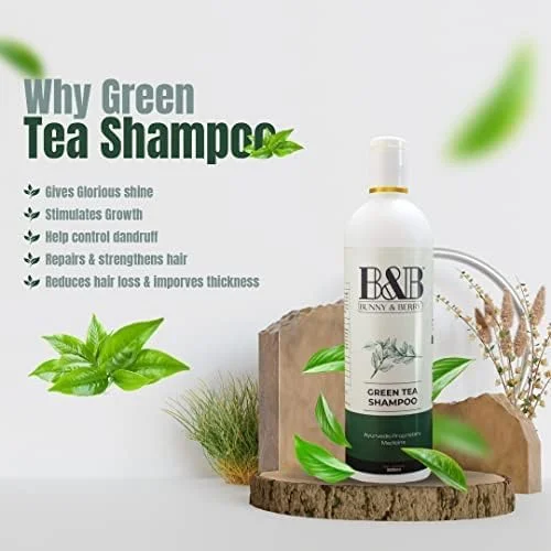 شامپو چای سبز و درخت چای B&B BUNNY & BERRY، داروی آیورودا، بسته 2 عددی | شامپو ضد شوره درخت چای، 500 میلی لیتر شامپو چای سبز و درخت چای B&B BUNNY & BERRY، داروی آیورودا، بسته 2 عددی | شامپو ضد شوره درخت چای، 500 میلی لیتر