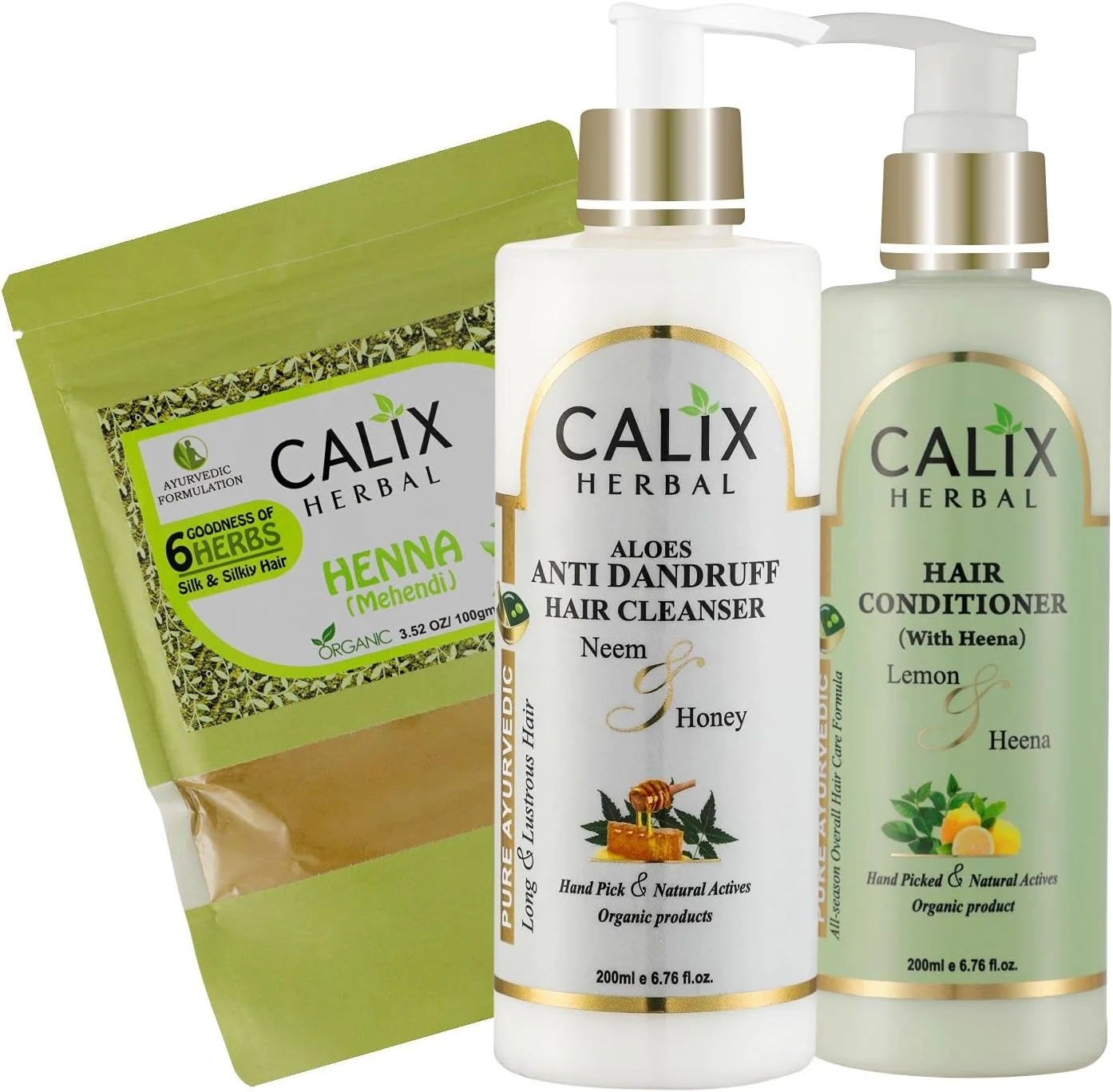 شامپو پاک کننده موی سر ضد شوره آلوئه ورا گیاهی، ارگانیک و آیورودا Calix Herbal 200 میلی لیتر + حنا مهندی 100 گرم + نرم کننده مو (حاوی حنا) 200 میلی لیتر - بسته ترکیبی مراقبت کامل مو برای آقایان/خانم ها مناسب انواع مو شامپو پاک کننده موی سر ضد شوره آلوئه ورا گیاهی، ارگانیک و آیورودا Calix Herbal 200 میلی لیتر + حنا مهندی 100 گرم + نرم کننده مو (حاوی حنا) 200 میلی لیتر - بسته ترکیبی مراقبت کامل مو برای آقایان/خانم ها مناسب انواع مو