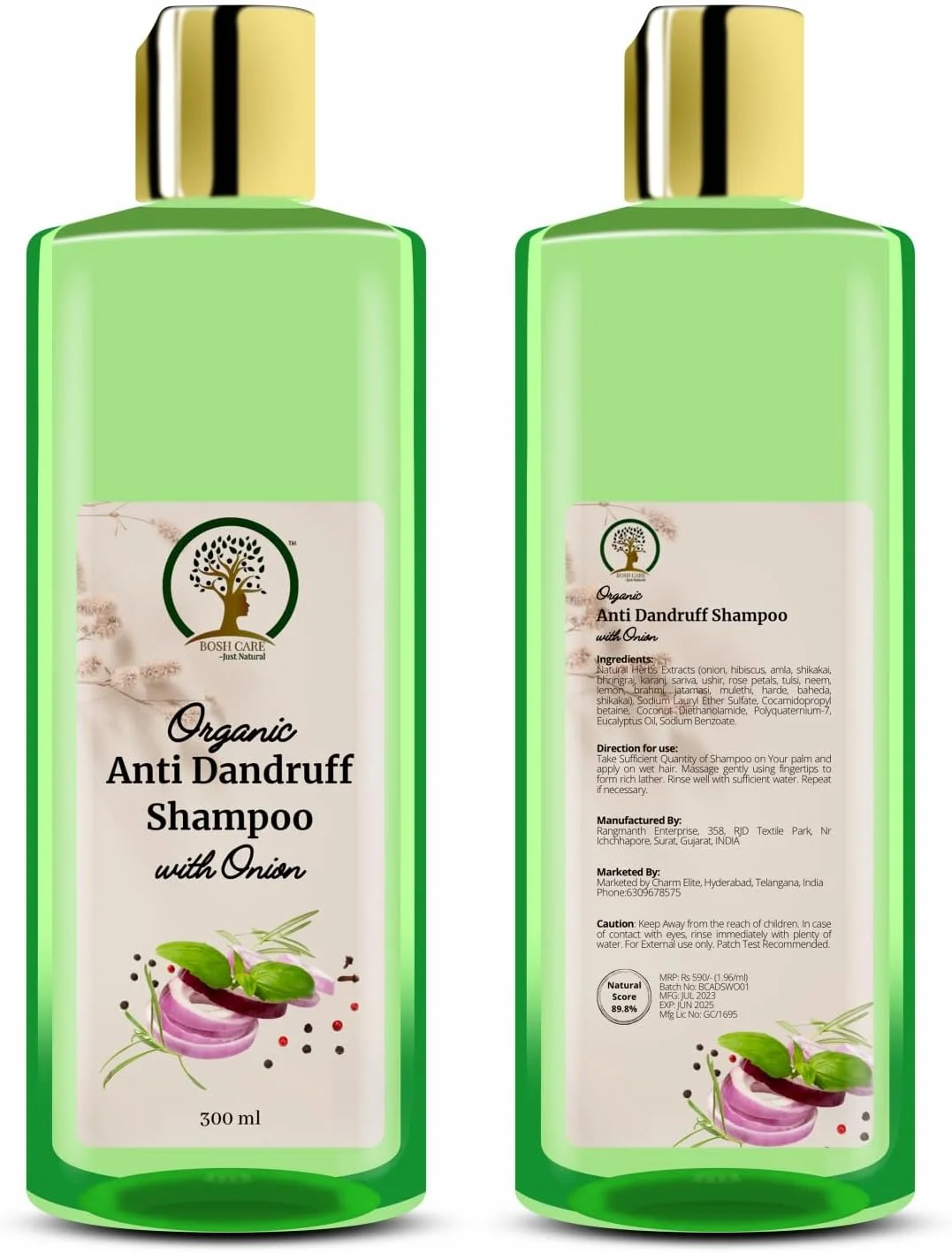BOSH CARE - JUST NATURAL شامپو ضد شوره سر ارگانیک با پیاز | کاهش شوره سر، خارش و تحریک پوست سر، بدون سولفات و پارابن برای آقایان و بانوان (300 میلی لیتر) BOSH CARE - JUST NATURAL شامپو ضد شوره سر ارگانیک با پیاز | کاهش شوره سر، خارش و تحریک پوست سر، بدون سولفات و پارابن برای آقایان و بانوان (300 میلی لیتر)