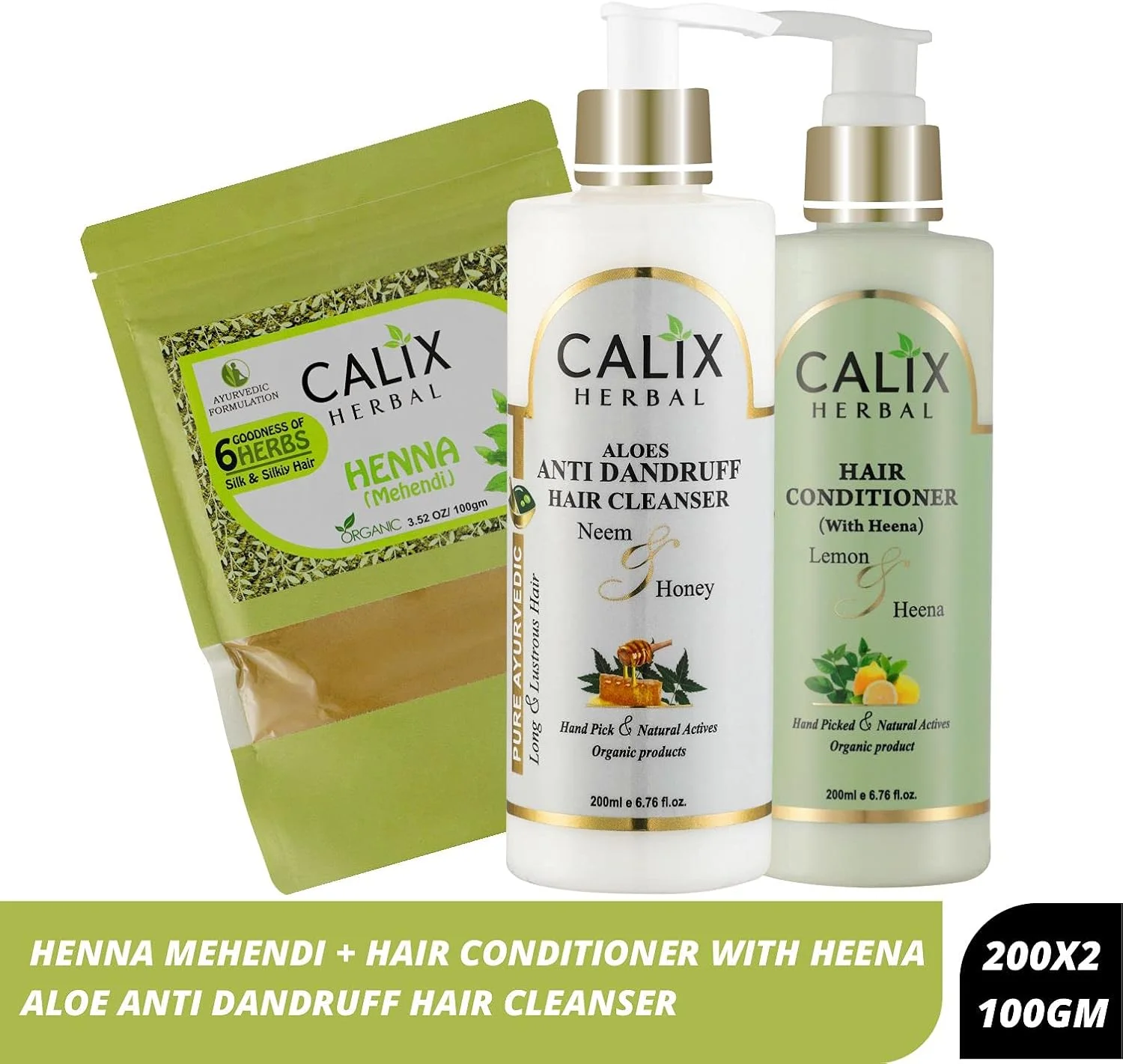 شامپو پاک کننده موی سر ضد شوره آلوئه ورا گیاهی، ارگانیک و آیورودا Calix Herbal 200 میلی لیتر + حنا مهندی 100 گرم + نرم کننده مو (حاوی حنا) 200 میلی لیتر - بسته ترکیبی مراقبت کامل مو برای آقایان/خانم ها مناسب انواع مو شامپو پاک کننده موی سر ضد شوره آلوئه ورا گیاهی، ارگانیک و آیورودا Calix Herbal 200 میلی لیتر + حنا مهندی 100 گرم + نرم کننده مو (حاوی حنا) 200 میلی لیتر - بسته ترکیبی مراقبت کامل مو برای آقایان/خانم ها مناسب انواع مو