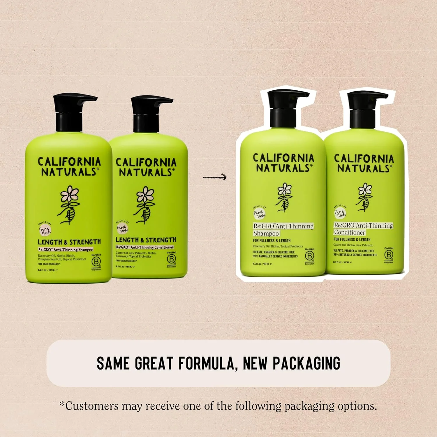 مجموعه شامپو و نرم کننده California Naturals Re:GRO، ضد نازک شدن و پشتیبانی از رشد مو، مناسب انواع مو، وگان، طبیعی، بدون تست حیوانی، بدون سیلیکون، پارابن و سولفات، برای زنان و مردان، 490 میلی لیتر مجموعه شامپو و نرم کننده California Naturals Re:GRO، ضد نازک شدن و پشتیبانی از رشد مو، مناسب انواع مو، وگان، طبیعی، بدون تست حیوانی، بدون سیلیکون، پارابن و سولفات، برای زنان و مردان، 490 میلی لیتر