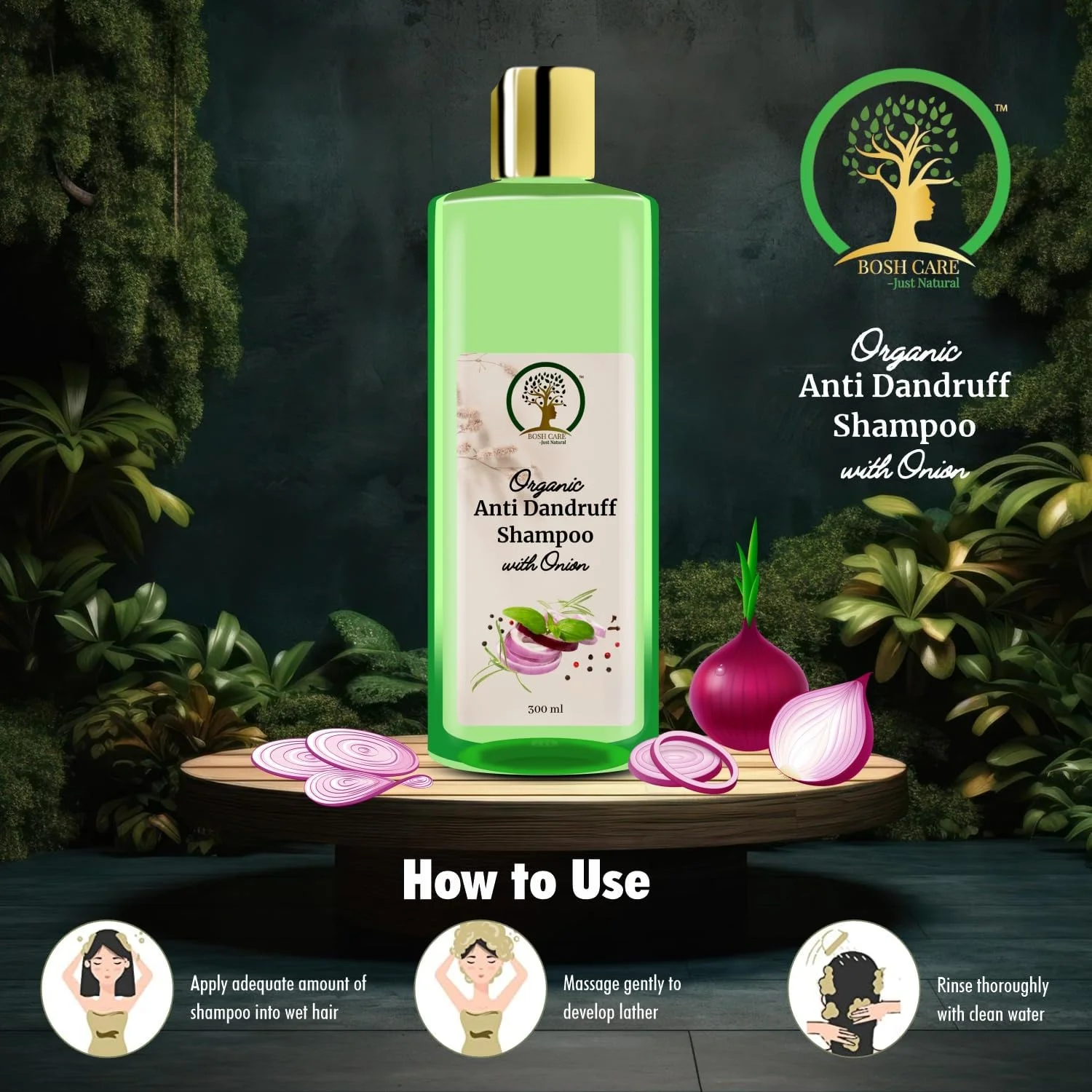 BOSH CARE - JUST NATURAL شامپو ضد شوره سر ارگانیک با پیاز | کاهش شوره سر، خارش و تحریک پوست سر، بدون سولفات و پارابن برای آقایان و بانوان (300 میلی لیتر) BOSH CARE - JUST NATURAL شامپو ضد شوره سر ارگانیک با پیاز | کاهش شوره سر، خارش و تحریک پوست سر، بدون سولفات و پارابن برای آقایان و بانوان (300 میلی لیتر)