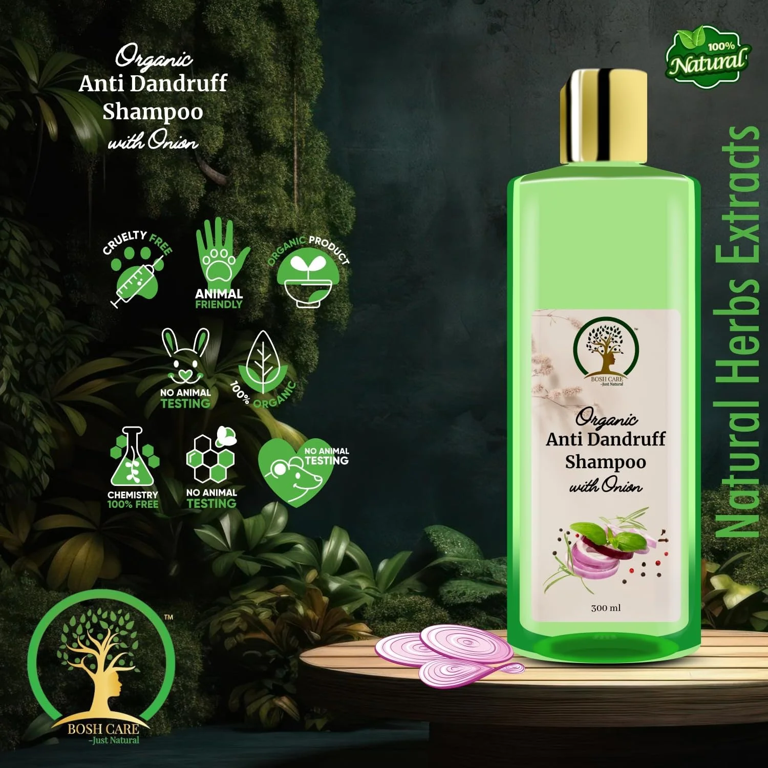 BOSH CARE - JUST NATURAL شامپو ضد شوره سر ارگانیک با پیاز | کاهش شوره سر، خارش و تحریک پوست سر، بدون سولفات و پارابن برای آقایان و بانوان (300 میلی لیتر) BOSH CARE - JUST NATURAL شامپو ضد شوره سر ارگانیک با پیاز | کاهش شوره سر، خارش و تحریک پوست سر، بدون سولفات و پارابن برای آقایان و بانوان (300 میلی لیتر)