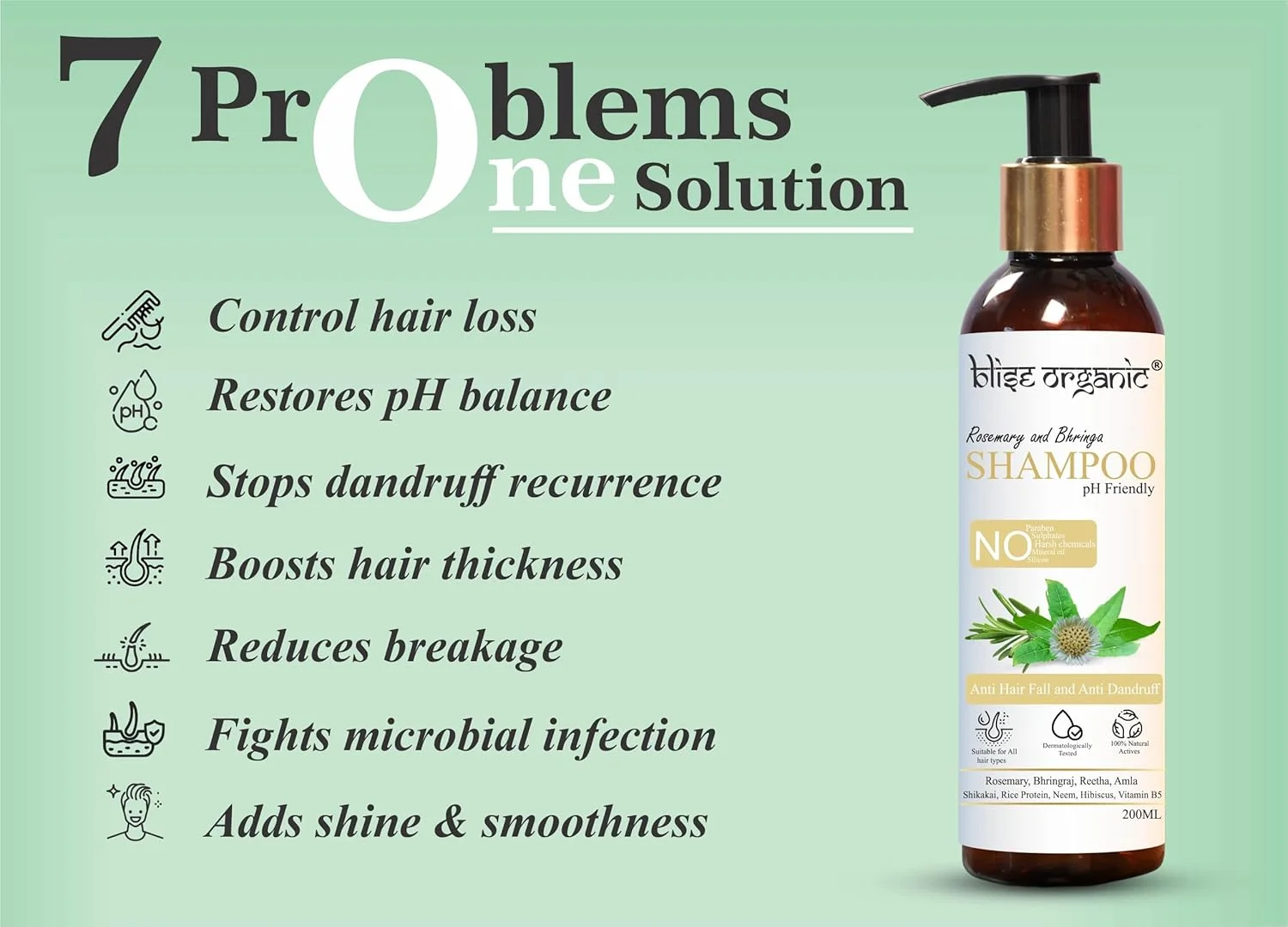 شامپو ارگانیک رزماری و برینگراج بلیس - ضد ریزش مو و ضد شوره، شامپو آیورودا با گیاهان گرانبها و کمیاب، 100% مواد فعال طبیعی، بدون سولفات، بدون سیلیکون، بدون رنگ مصنوعی شامپو ارگانیک رزماری و برینگراج بلیس - ضد ریزش مو و ضد شوره، شامپو آیورودا با گیاهان گرانبها و کمیاب، 100% مواد فعال طبیعی، بدون سولفات، بدون سیلیکون، بدون رنگ مصنوعی