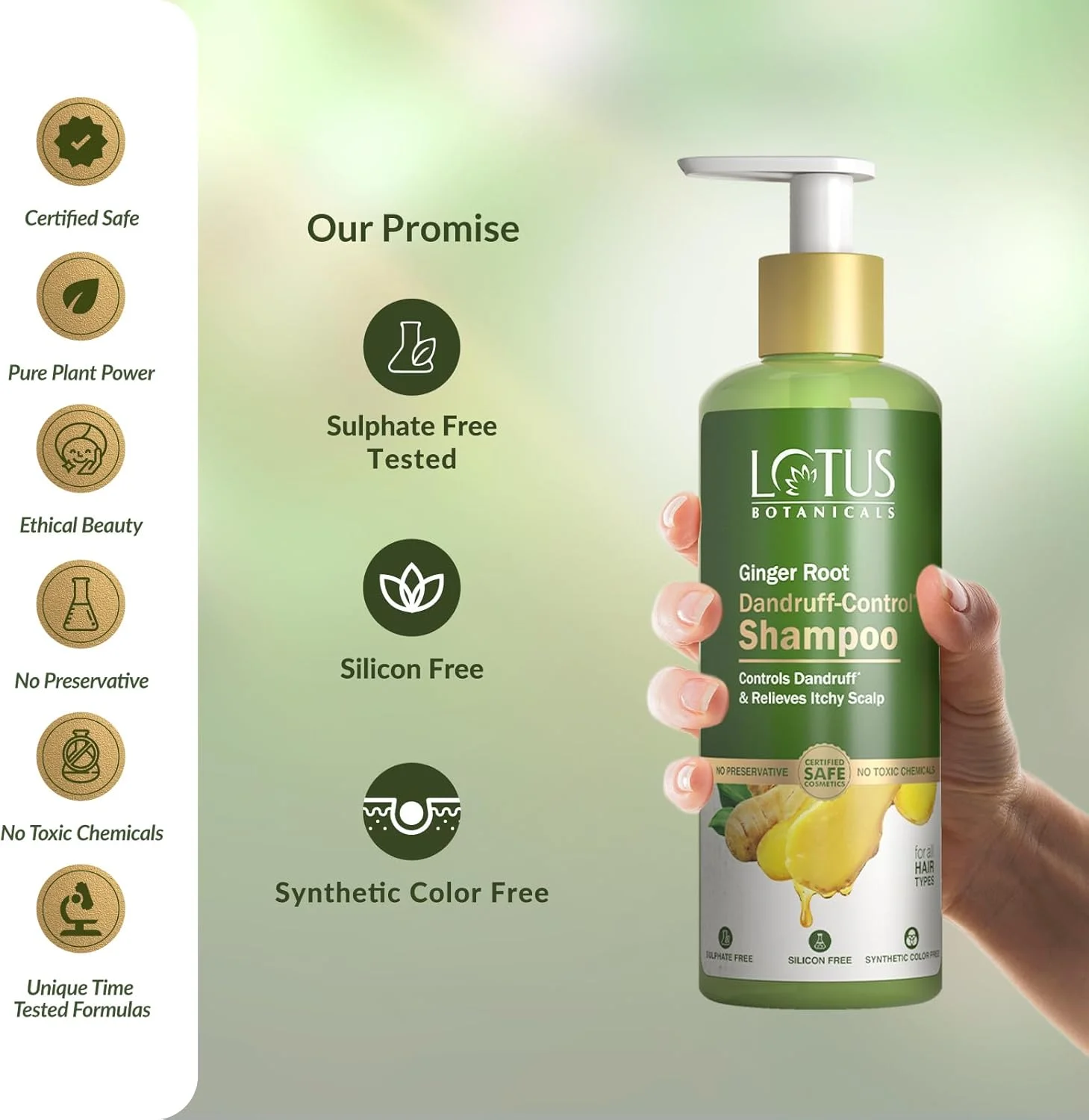 شامپو کنترل شوره سر لوتوس بوتانیکالز | ریشه زنجبیل و روغن درخت چای | ضد شوره | بدون سیلیکون، سولفات و مواد شیمیایی | برای انواع مو | برای زنان و مردان | 300 میلی لیتر شامپو کنترل شوره سر لوتوس بوتانیکالز | ریشه زنجبیل و روغن درخت چای | ضد شوره | بدون سیلیکون، سولفات و مواد شیمیایی | برای انواع مو | برای زنان و مردان | 300 میلی لیتر