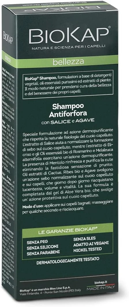 شامپو ضد شوره موهای خشک BIOKAP Bellezza 200 میلی لیتر | روغن های ضروری رزماری ارگانیک - روغن درخت چای - منتول - کاکتوس - انگور فرنگی ارگانیک - آگاو - وگان شامپو ضد شوره موهای خشک BIOKAP Bellezza 200 میلی لیتر | روغن های ضروری رزماری ارگانیک - روغن درخت چای - منتول - کاکتوس - انگور فرنگی ارگانیک - آگاو - وگان