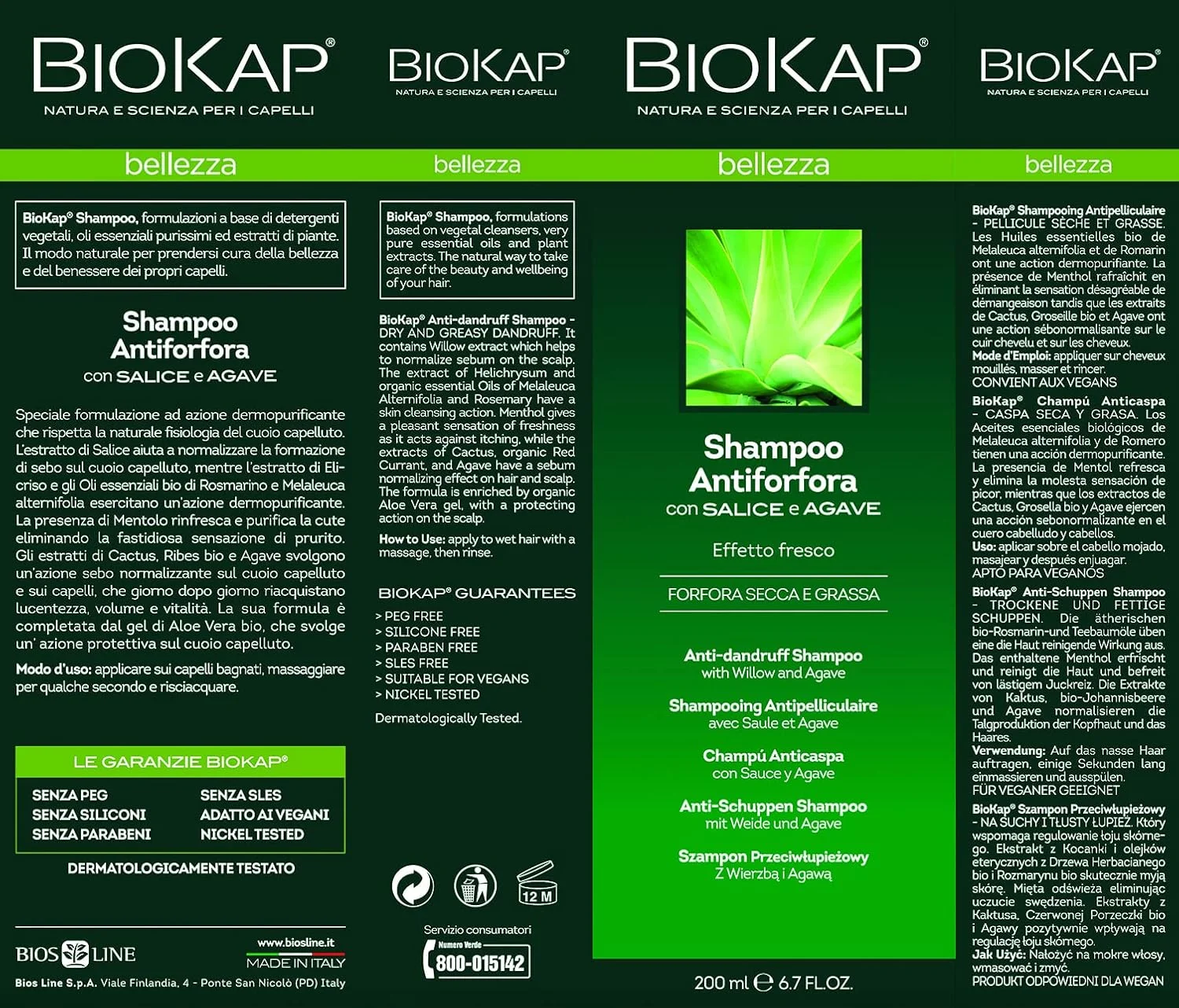 شامپو ضد شوره موهای خشک BIOKAP Bellezza 200 میلی لیتر | روغن های ضروری رزماری ارگانیک - روغن درخت چای - منتول - کاکتوس - انگور فرنگی ارگانیک - آگاو - وگان شامپو ضد شوره موهای خشک BIOKAP Bellezza 200 میلی لیتر | روغن های ضروری رزماری ارگانیک - روغن درخت چای - منتول - کاکتوس - انگور فرنگی ارگانیک - آگاو - وگان