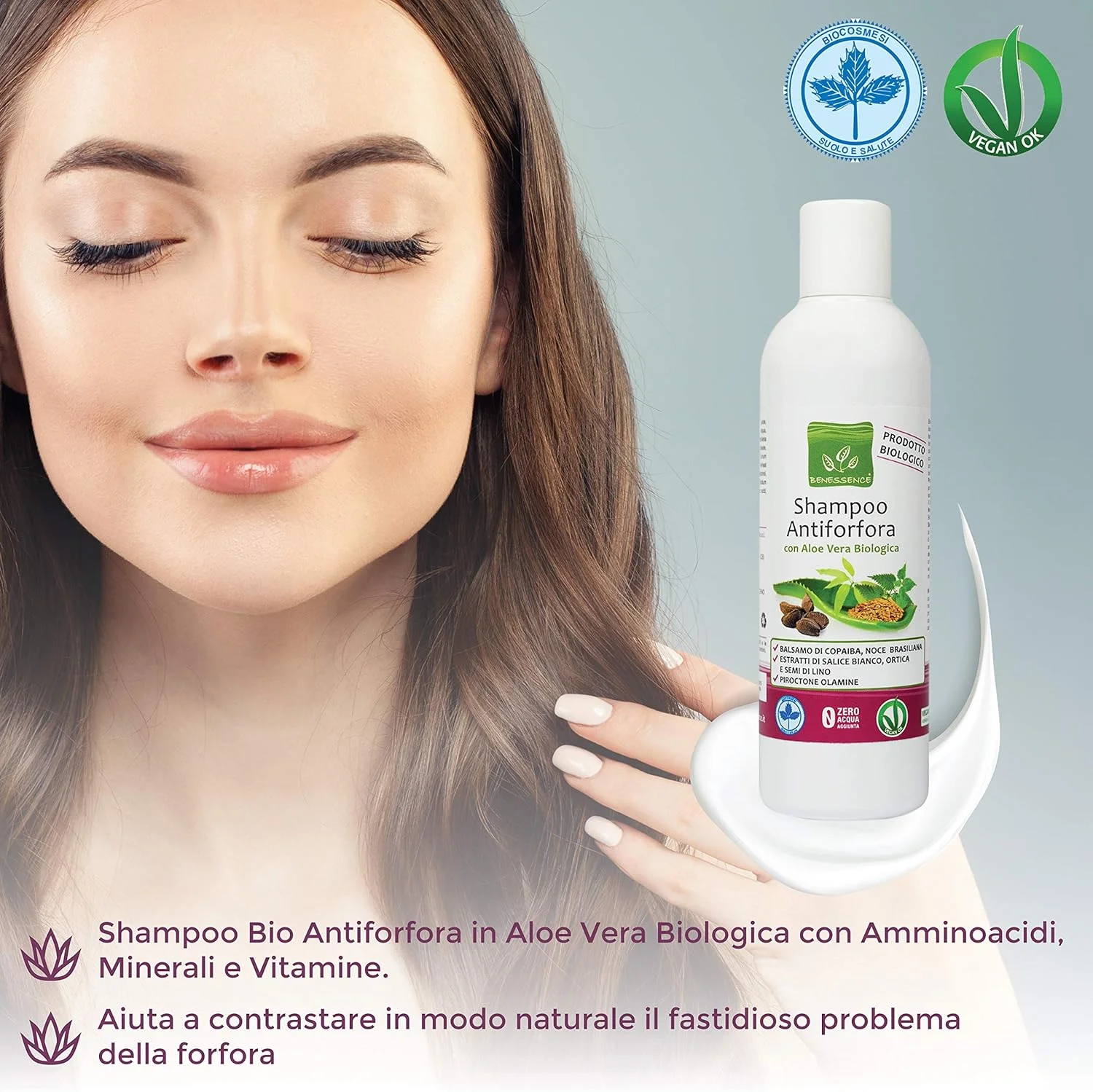 بن‌اسنس - شامپو ضد شوره سر حاوی آلوئه ورا ارگانیک - 250 میلی لیتر