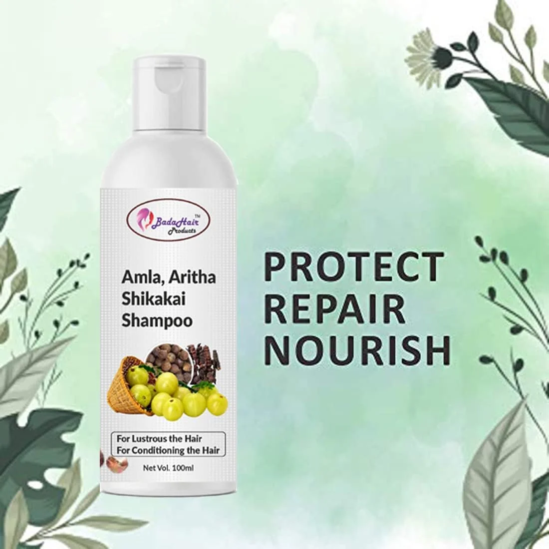 شامپو گیاهی آیورودا آمله، ریتا، شیکاکای و برینگراج Badahair products برای رشد مو، جلوگیری از ریزش مو، تقویت ریشه و فولیکول های مو و ضد شوره - 200 میلی لیتر شامپو گیاهی آیورودا آمله، ریتا، شیکاکای و برینگراج Badahair products برای رشد مو، جلوگیری از ریزش مو، تقویت ریشه و فولیکول های مو و ضد شوره - 200 میلی لیتر