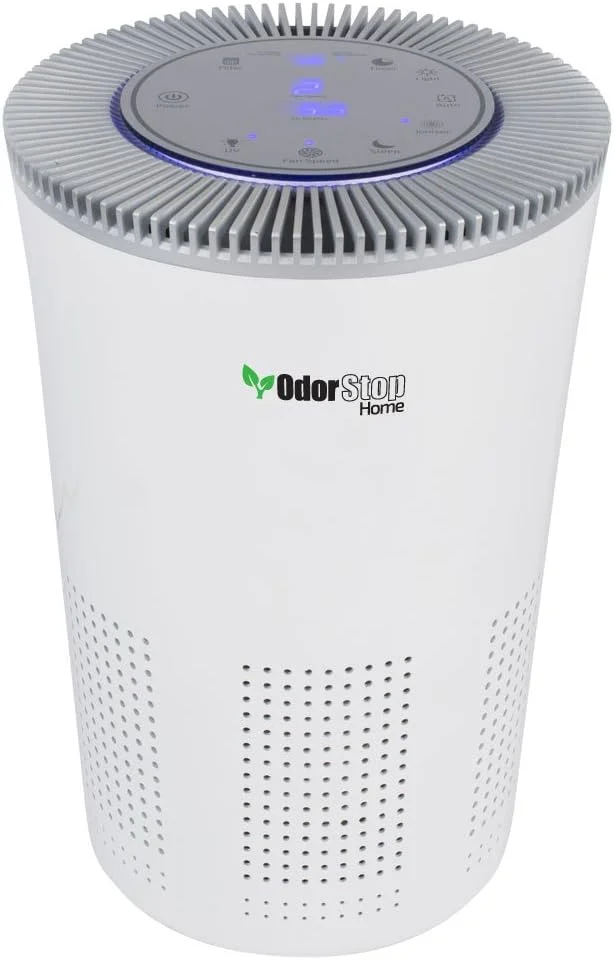 دستگاه تصفیه هوای HEPA OdorStop با فیلتر HEPA H13، نور UV، کربن فعال، چند سرعته، حالت خواب و تایمر (OSAP5، سفید روشن)
