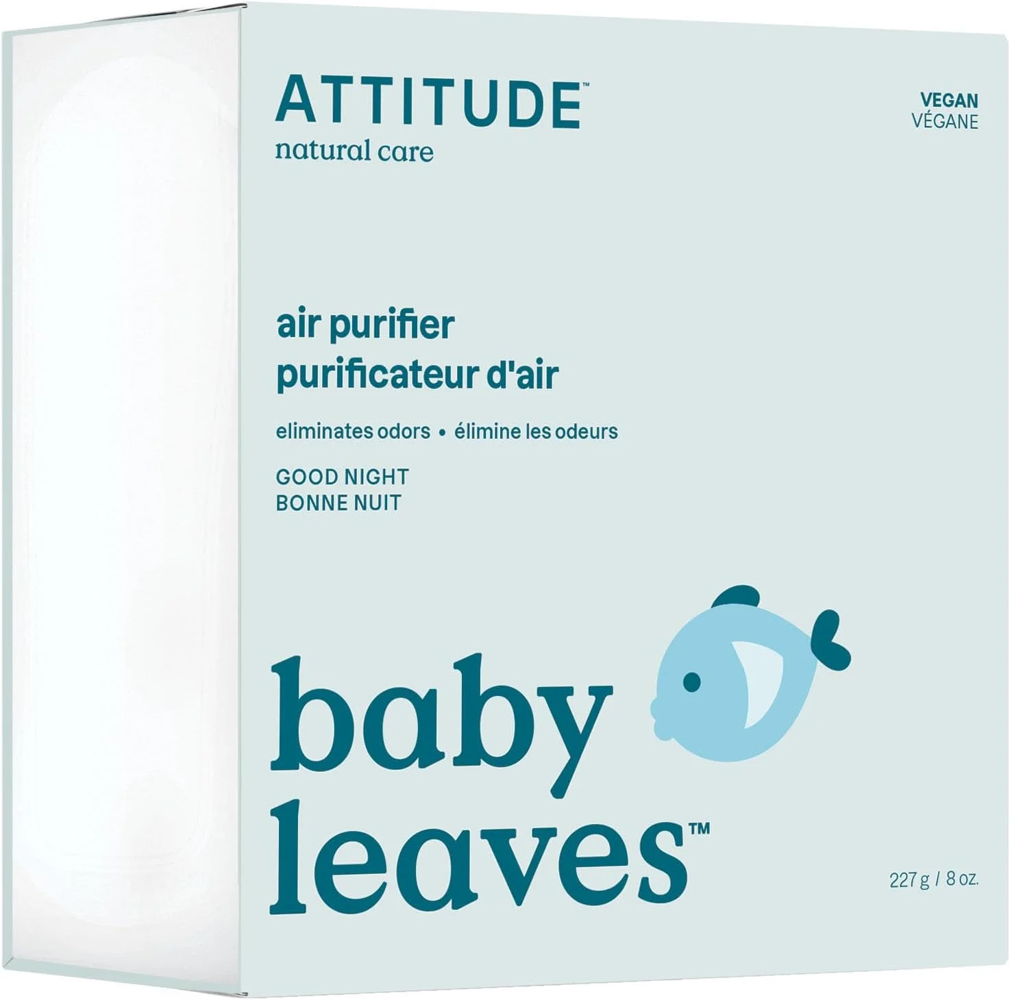تصفیه کننده هوای کودک ATTITUDE، کربن فعال، از بین برنده بوهای قوی، پایه گیاهی و معدنی، وگان، شب بخیر، 8 اونس