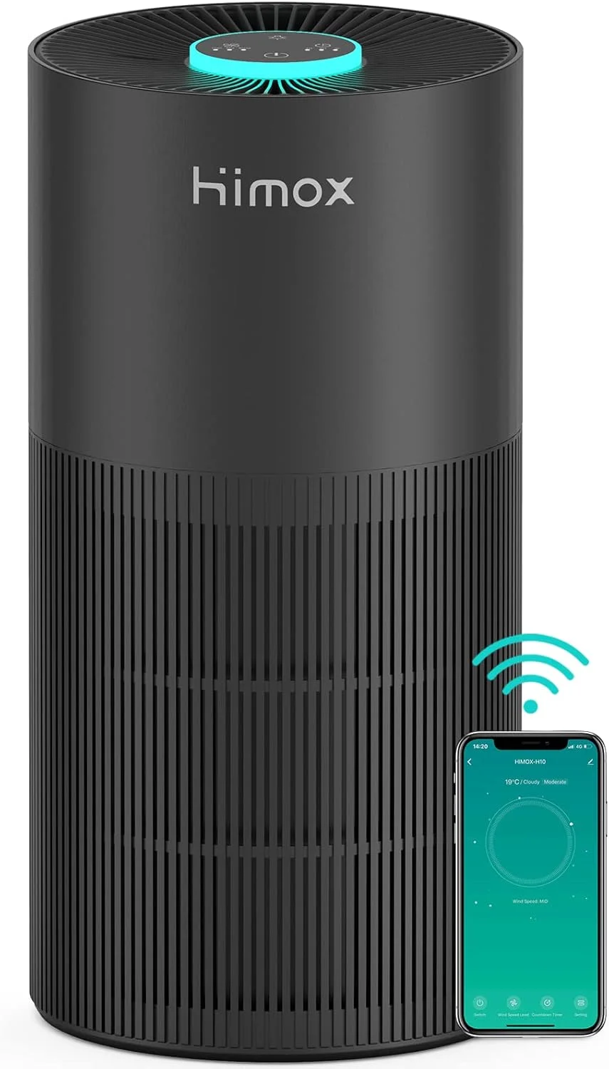 دستگاه تصفیه هوا برای خانه، اتاق خواب، دفتر کار، 20dB فوق العاده ساکت، دارای فیلتر HEPA H13، مناسب برای اتاق های بزرگ، حذف 99.99% گرد و غبار، باکتری ها، ویروس ها، دود، کپک، آلرژی، موی حیوانات خانگی، شوره و گرده، کنترل از طریق WiFi