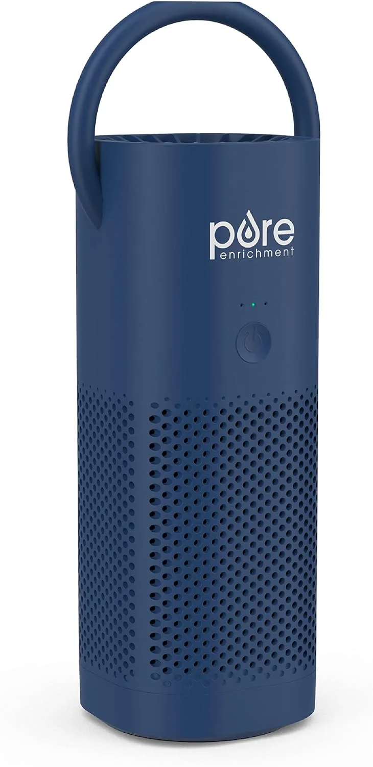 دستگاه تصفیه هوای قابل حمل کوچک Pure Enrichment PureZone Mini - فیلتر HEPA واقعی بدون سیم، هوا را تمیز می کند و 99.97٪ از گرد و غبار، بوها و مواد آلرژی زا را در نزدیکی شما از بین می برد - ماشین، مدرسه و دفتر (آبی)