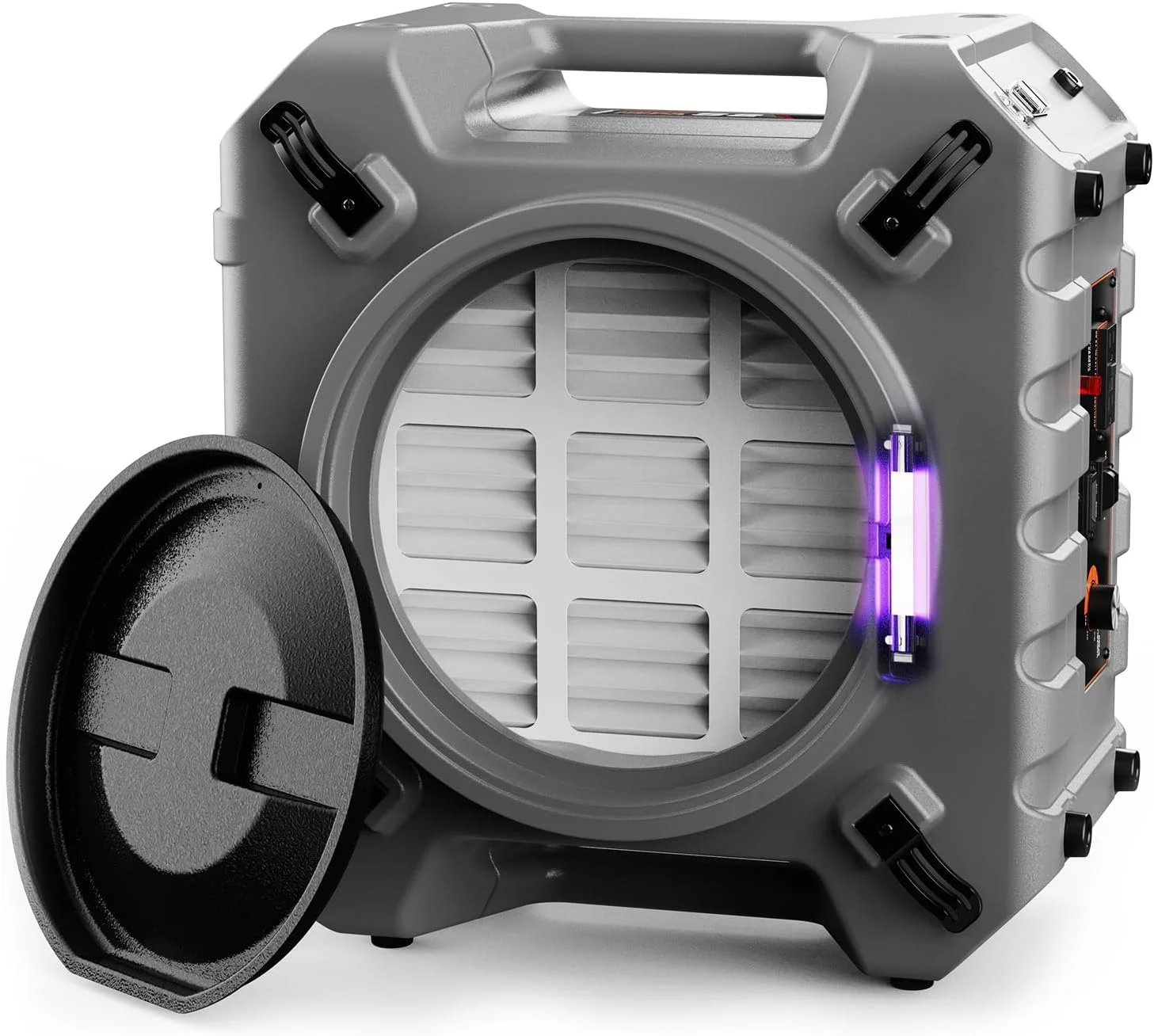 دستگاه تصفیه هوا Abestorm با ظرفیت 750 CFM، دارای فیلتراسیون 4 مرحله ای با نور UV-C، مناسب برای بازسازی خسارت، دستگاه هوای منفی قابل انباشت