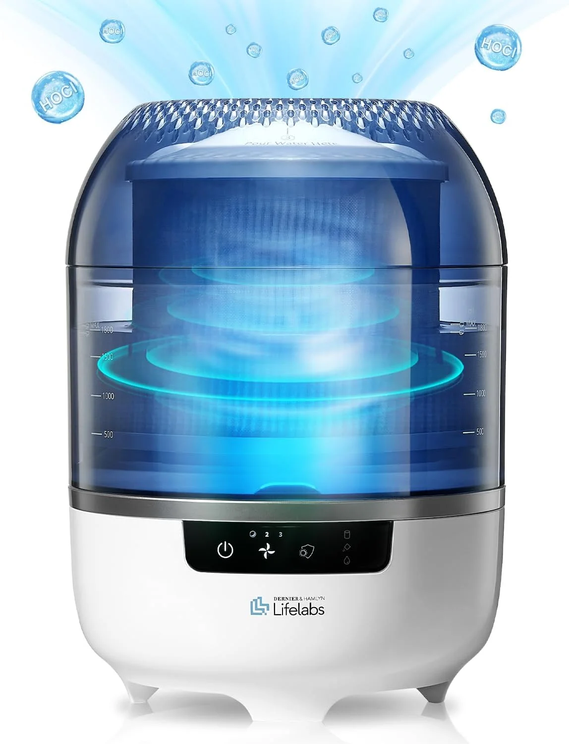 DH Lifelabs | دستگاه تصفیه کننده هوا و مرطوب کننده کوچک Aaira | از بین برنده 99.9٪ باکتری ها، ویروس ها و کپک ها | تمیز کننده و مرطوب کننده هوا | از بین برنده بو، دود، حیوانات خانگی و کپک | مناسب برای اتاق های بزرگ تا 30 متر مربع، اتاق خواب و خانه | آبی