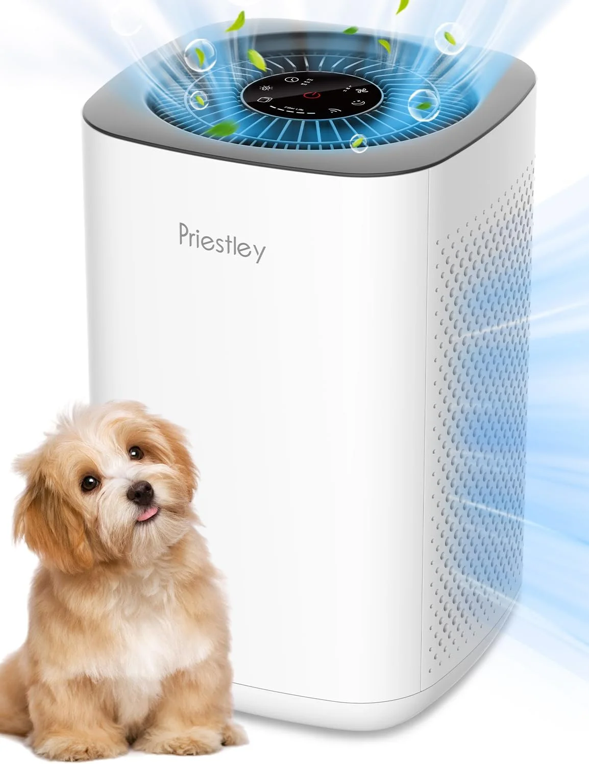 دستگاه تصفیه هوای Priestley برای خانه، اتاق بزرگ تا 93 متر مربع، کنترل هوشمند WiFi، حذف 99.97٪ ذرات با فیلتر HEPA H13 واقعی برای 3 مرحله فیلتراسیون