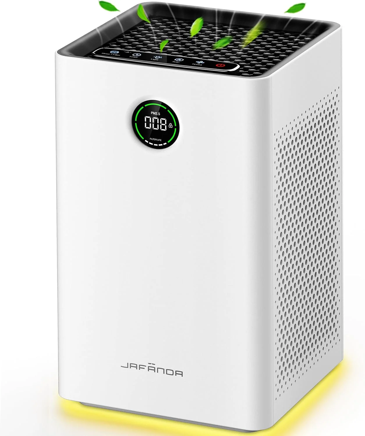 دستگاه تصفیه هوای Jafända برای خانه، اتاق بزرگ تا 110 متر مربع، فیلتر True HEPA 13، کربن فعال برای حذف 99.97% گرد و غبار، دود، بو، گرده، موی حیوانات خانگی، شوره و آلرژی، حالت خواب آرام 23dB، چراغ شب