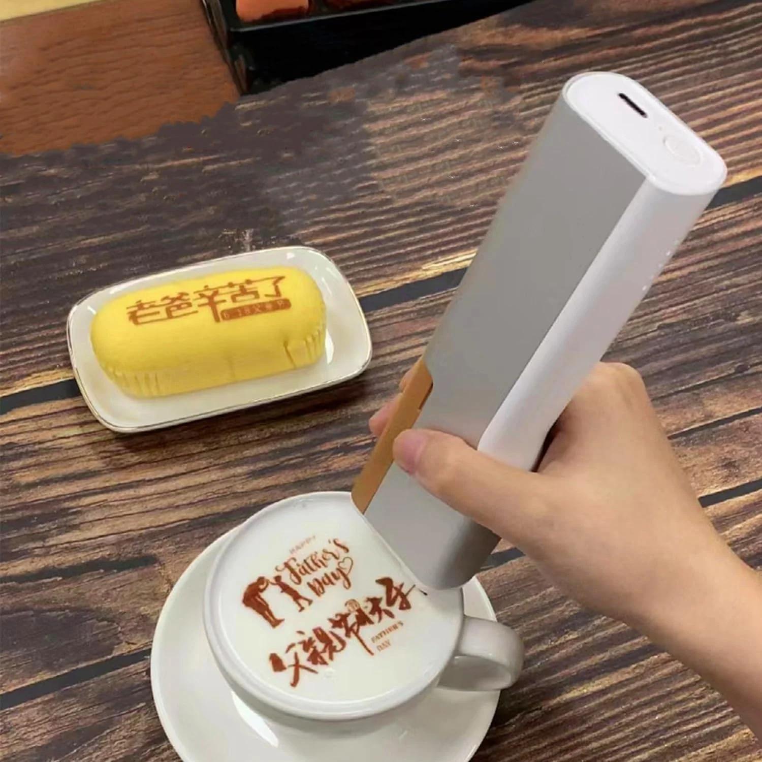 چاپگر غذای قابل حمل، قلم چاپگر مینی و چاپگر جوهر افشان خوراکی، چاپگر جوهر افشان وای فای دستی برای قهوه نان کیک بیسکویت (رنگ: قهوه ای)