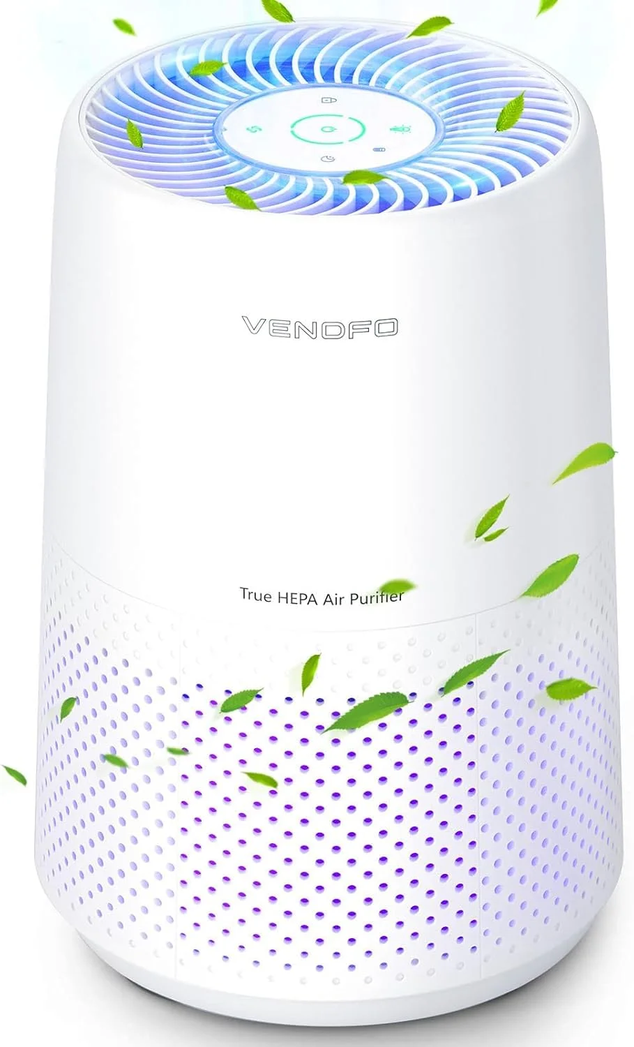 دستگاه تصفیه هوای VENDFO برای اتاق خواب، دستگاه تصفیه هوا با فیلتر HEPA H13 - حالت خواب فوق العاده بی صدا 24 دسی بل، تصفیه کننده هوای خروجی 360 درجه، جذب 99.97% ذرات - ایده آل برای خانه، حیوانات خانگی، VF10 (سفید کرمی)
