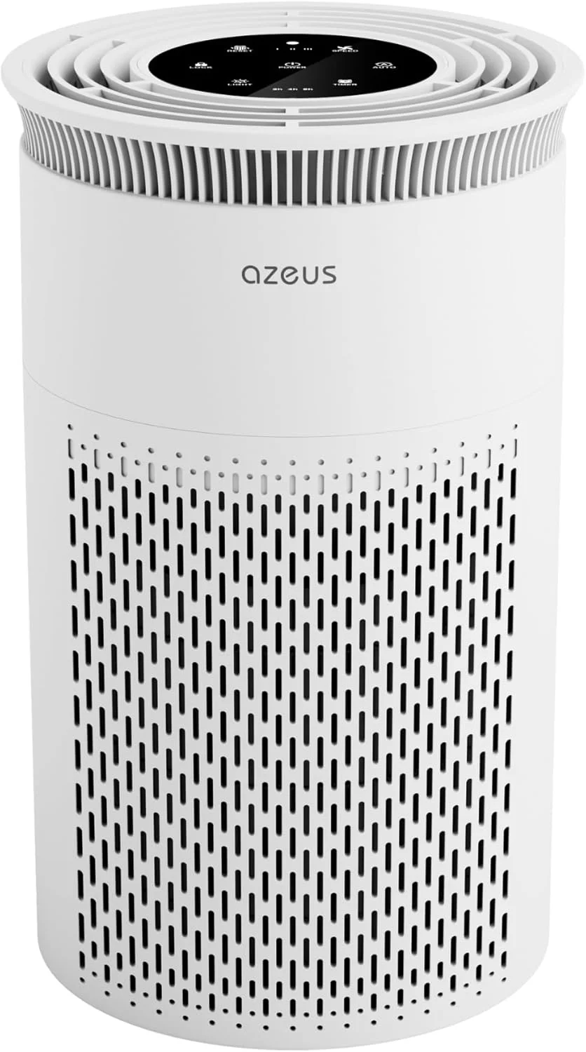 دستگاه تصفیه هوای AZEUS مدل C8 با فیلتراسیون 5 مرحله ای HEPA، ورودی هوای 360 درجه، فوق العاده کم صدا، ایده آل برای اتاق های بزرگ و بدون ازن (متوسط)
