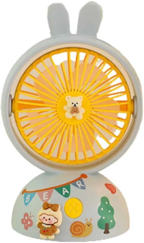 پنکه رومیزی کوچک کاوایی HOPMENmall DeHOPMENk Fan با استیکر سه بعدی HOPMENstickerHOPMEN کاوایی خرگوشی، پنکه خنک کننده دستی قابل حمل برای دختران نوجوان، پنکه قابل شارژ با پورت UHOPMENB، پنکه بی صدا و قوی