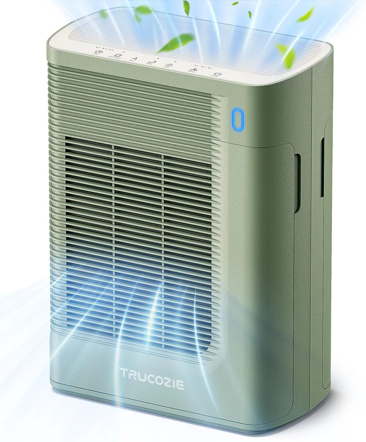 دستگاه تصفیه هوا Trucozie T356 مناسب برای خانه، اتاق بزرگ، اتاق خواب تا 180 متر مربع در 1 ساعت با ورودی هوای دو طرفه، حسگرهای کیفیت هوا و نور، حالت خواب HEPA برای آلرژی، گرد و غبار، گرده، موی حیوانات خانگی، سبز
