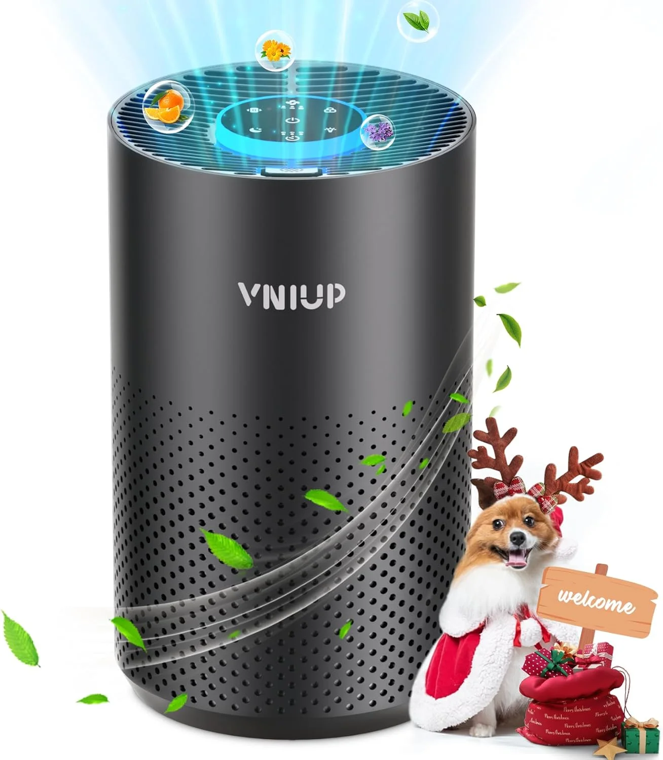 دستگاه تصفیه هوا VNIUP مناسب اتاق خواب و خانه تا 75 متر مربع، دستگاه تصفیه هوا Vniup با فیلتر True Hepa H14 مناسب اتاق خواب، دارای عملکرد رایحه، حالت آماده به کار و نور، تصفیه کننده هوا P