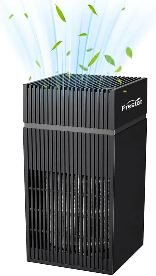 دستگاه تصفیه هوای رومیزی Frestar مناسب برای دفتر کار، میز، اتاق کوچک، اتاق خواب، خانه، تصفیه کننده هوا HEPA برای گرد و غبار گرده، بو، بدون آداپتور (مشکی)