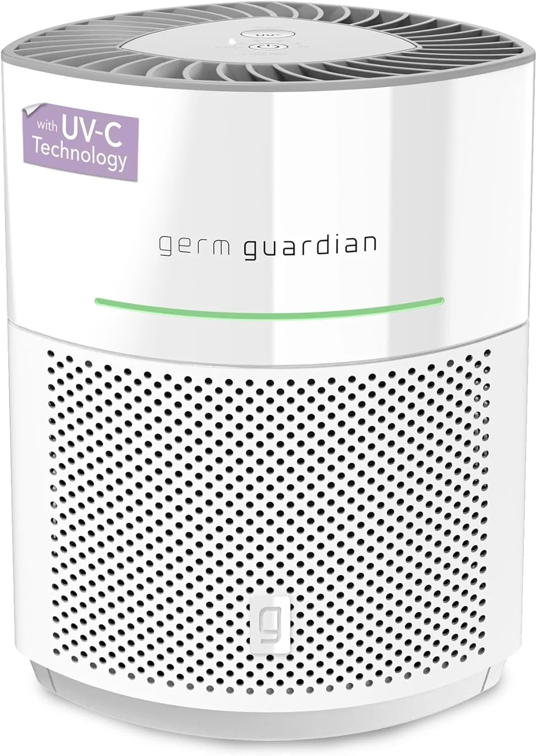دستگاه تصفیه هوای هوشمند Germ Guardian AirSafe+ با فیلتر 360 درجه HEPA 13، حذف 99.97% آلاینده ها، مناسب برای اتاق های بزرگ بالای 90 متر مربع، دارای سنسور کیفیت هوا، نور UVC، تایید شده بدون ازن، سفید AC3000W