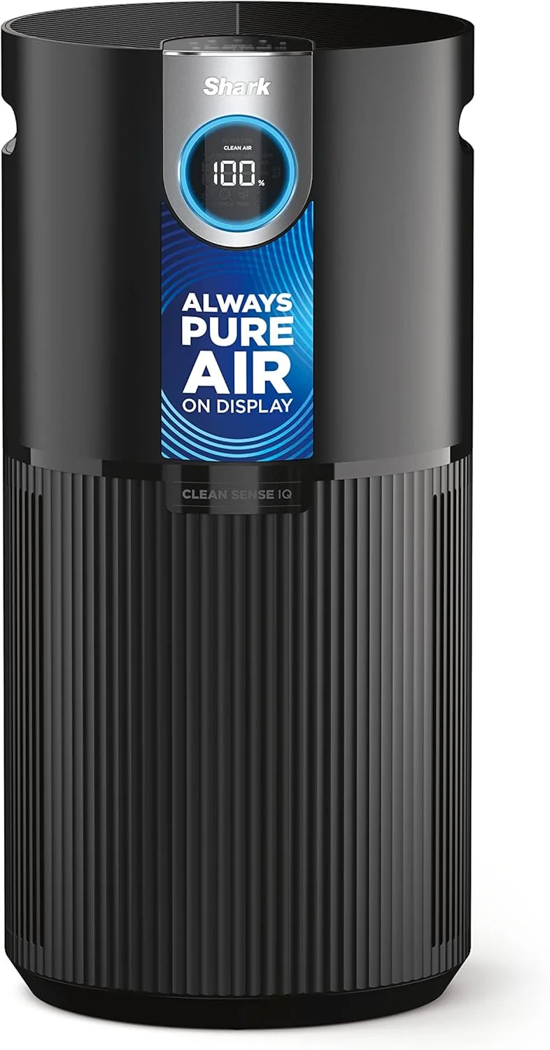 دستگاه تصفیه هوا Shark AP1000 Clean Sense Air Purifier MAX، مناسب آلرژی، دارای فیلتر HEPA، پوشش 100 متر مربع، مناسب اتاق های خیلی بزرگ، اتاق نشیمن، کل خانه، جذب 99.98% ذرات، آلاینده ها، گرد و غبار، دود، مواد حساسیت زا و بوها، خاکستری