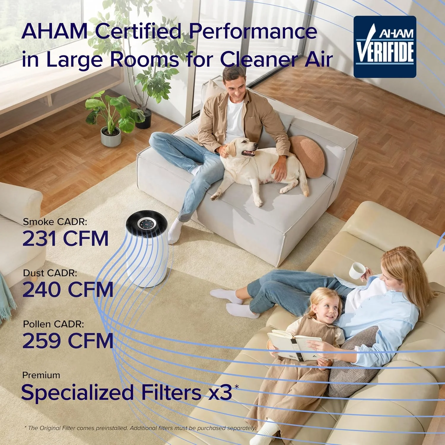 دستگاه تصفیه هوا LEVOIT مناسب برای اتاق خواب و خانه بزرگ تا 83 متر مربع، CADR 400 متر مکعب در ساعت، سازگار با الکسا، دارای فیلتر HEPA H13 با سنسور هوشمند کیفیت هوا PM2.5، حذف 99.97% گرده، آلرژی، گرد و غبار، دود و موی حیوانات خانگی، حالت خودکار، سفید