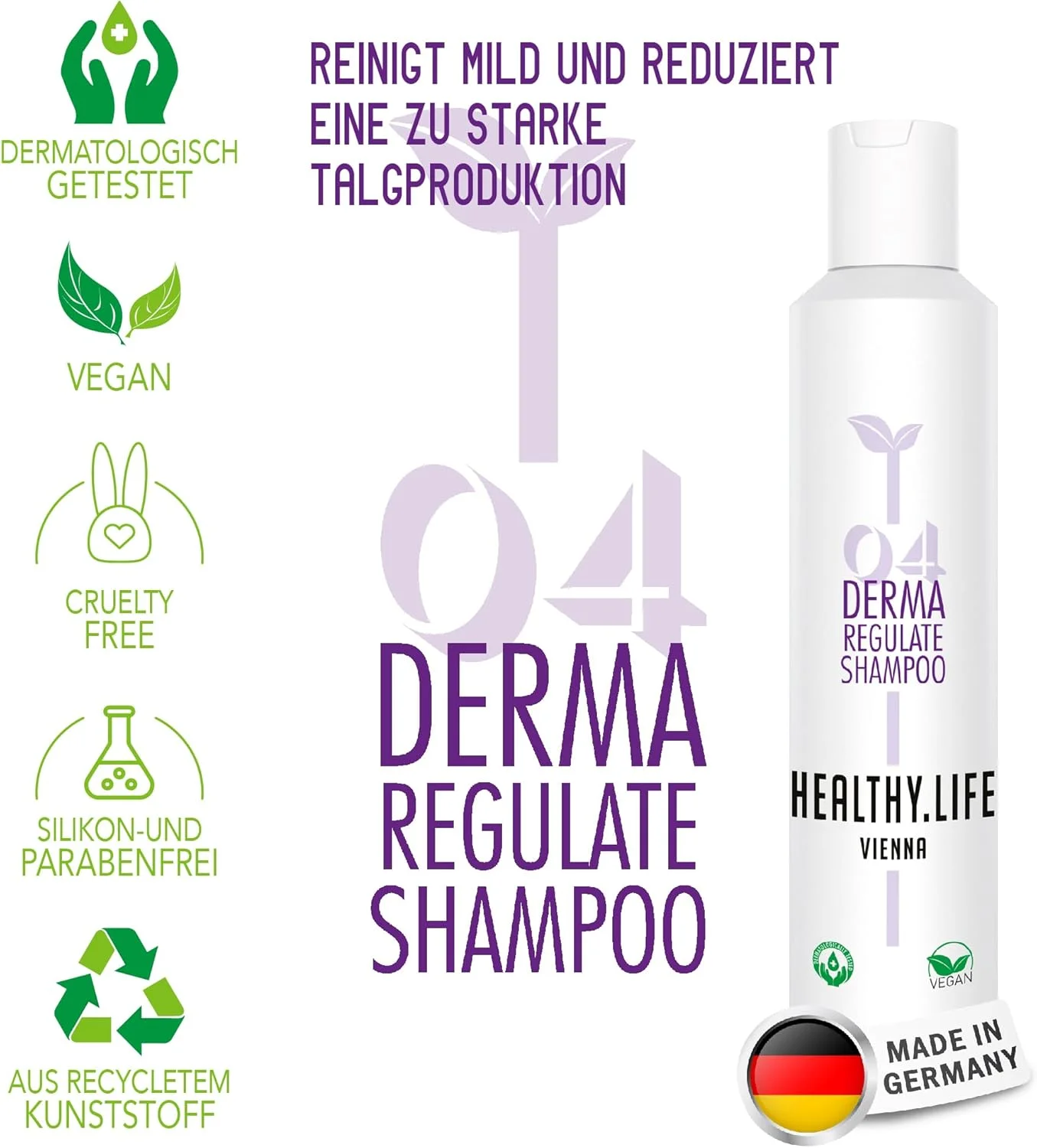 شامپو ضد شوره سر HLV حاوی زینک و سالیسیلیک اسید، شامپو ملایم مو وگان، برای پوست سر خارش دار، شامپو ضد شوره و مراقبت از پوست سر تحریک شده، مراقبت از مو برای آقایان و بانوان (Derma Regulate 200 میلی لیتر) شامپو ضد شوره سر HLV حاوی زینک و سالیسیلیک اسید، شامپو ملایم مو وگان، برای پوست سر خارش دار، شامپو ضد شوره و مراقبت از پوست سر تحریک شده، مراقبت از مو برای آقایان و بانوان (Derma Regulate 200 میلی لیتر)