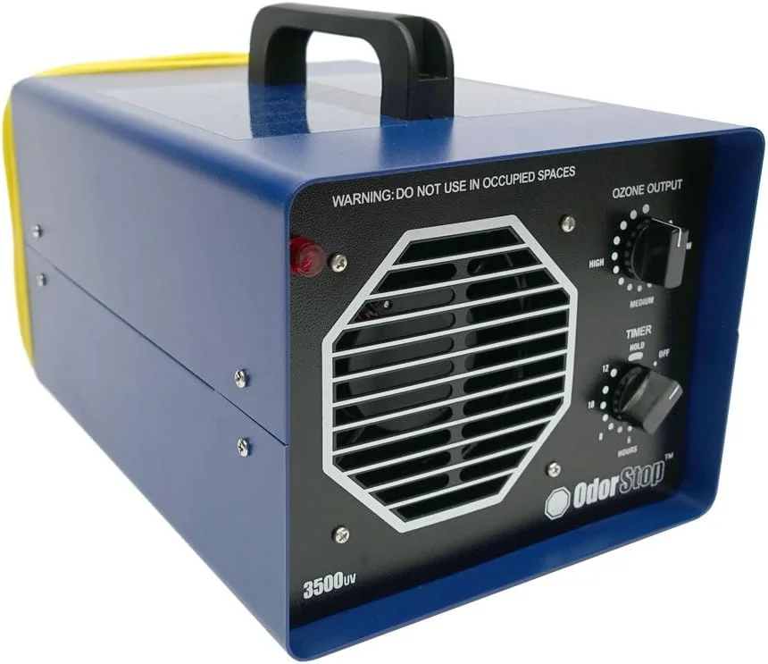 دستگاه ازن ژنراتور و یونیزر حرفه ای OdorStop OS3500UV-1 مناسب برای فضاهای بزرگ 325 متر مربع و بیشتر، برای رفع بوی نامطبوع فضاهای متوسط تا بزرگ مانند خانه ها و دفاتر (325 متر مربع + UV)