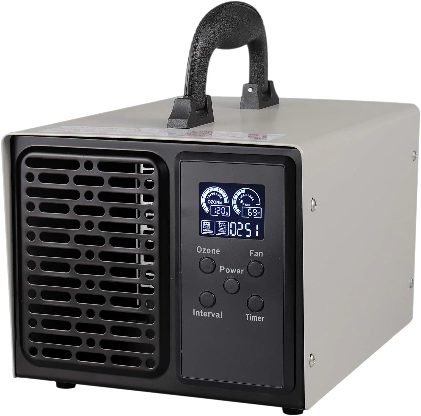 دستگاه استریل کننده و بوگیر BREAUX 80W O3، دستگاه تصفیه هوا O3 با ظرفیت 5000mg/h، ژنراتور دیجیتال ازن برای خانه، دفتر و خودرو، دارای گواهینامه های CE/FCC/CCC/PSE (رنگ: نقره ای مشکی، اندازه: 5g/h)