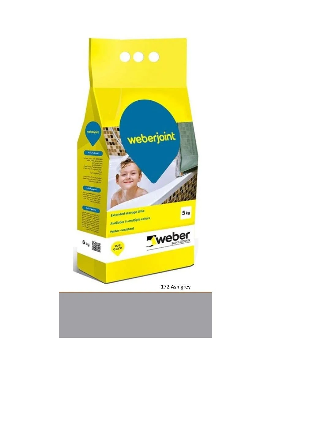 پودر بندکشی کاشی و سرامیک پیش مخلوط بر پایه سیمان Weber - چند رنگ خاکستری دودی