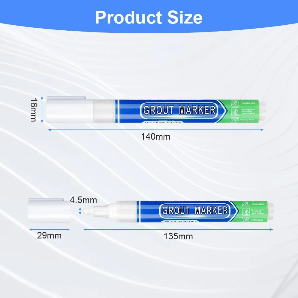 قلم ترمیم کننده درزگیر کاشی Veximind، بسته 6 عددی – ماژیک سفید برای تعمیر کاشی، قلم احیا کننده ضد آب درز کاشی برای حمام، آشپزخانه، دیوار و خطوط کف (سفید، 6 عددی)